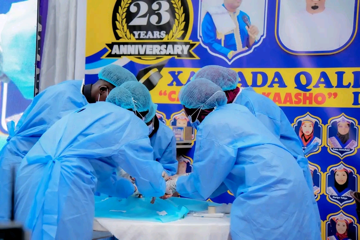Al-Hudda students learning surgical skills in the Medical Department