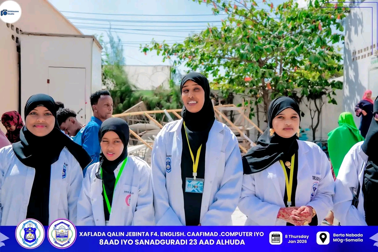 Al-Hudda students in medical uniforms